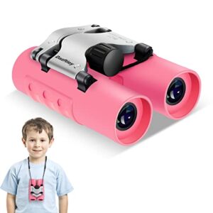 binoculars for kids,dazftiey 8×21 high resolution shockproof lightweight binoculars compact kids binoculars for 3-12 years boys and girls binoculars for bird watching camping hiking(pink)