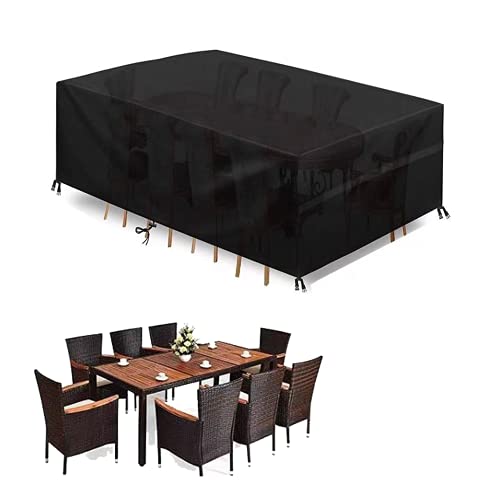 Kikosawa Upgraded Patio Furniture Covers Outdoor Furniture Set Covers for Garden Rectangular Oval Table Waterproof Windproof Anti-UV (124"x 63"x 29")