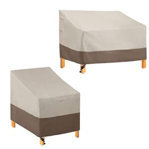 phi villa patio loveseat bench covers & deep seating chair cover, outdoor patio furniture cover set for patio lawn garden