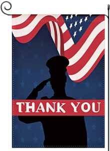 yaochong thank you american usa patriotic garden flags burlap double sided,farmhouse porch patio yard outdoor decorative for veterans day,memorial day,fourth of july,independence day 12.5 x 18 inch