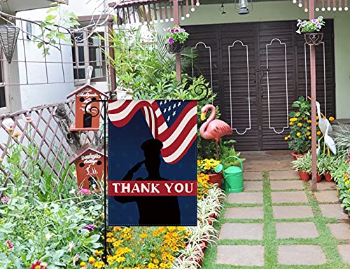 YaoChong Thank You American USA Patriotic Garden Flags Burlap Double Sided,Farmhouse Porch Patio Yard Outdoor Decorative for Veterans Day,Memorial Day,Fourth of July,Independence Day 12.5 x 18 Inch