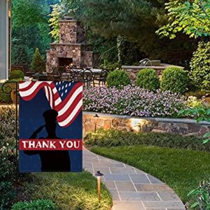 YaoChong Thank You American USA Patriotic Garden Flags Burlap Double Sided,Farmhouse Porch Patio Yard Outdoor Decorative for Veterans Day,Memorial Day,Fourth of July,Independence Day 12.5 x 18 Inch