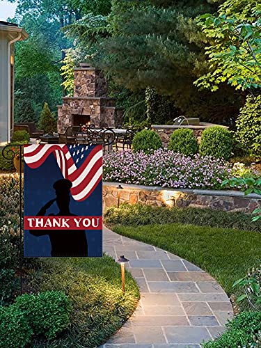 YaoChong Thank You American USA Patriotic Garden Flags Burlap Double Sided,Farmhouse Porch Patio Yard Outdoor Decorative for Veterans Day,Memorial Day,Fourth of July,Independence Day 12.5 x 18 Inch