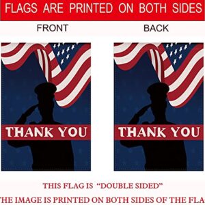 YaoChong Thank You American USA Patriotic Garden Flags Burlap Double Sided,Farmhouse Porch Patio Yard Outdoor Decorative for Veterans Day,Memorial Day,Fourth of July,Independence Day 12.5 x 18 Inch