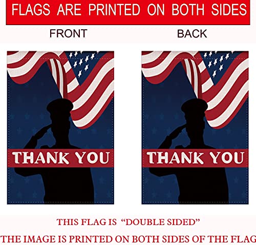 YaoChong Thank You American USA Patriotic Garden Flags Burlap Double Sided,Farmhouse Porch Patio Yard Outdoor Decorative for Veterans Day,Memorial Day,Fourth of July,Independence Day 12.5 x 18 Inch
