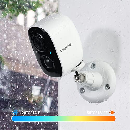 LongPlus Security Cameras Wireless Outdoor, 1080P Battery Wireless Outdoor Cameras for Home, Wireless WiFi Camera with AI Detection, Color Night Vision,Spotlight,2-Way Talk,IP65 Waterproof,Only2.4Ghz