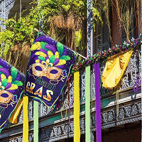 Mardi Gras Garden Flag Double Sided Masquerade Feather Bead Garden Flag Holiday Party Garden Flag Vertical Welcome Yard Decoration Flag for Wedding Carnival Party Home Decoration, 12.5 x 18 Inches