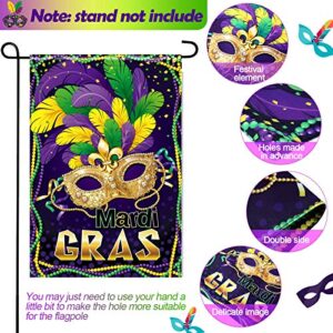 Mardi Gras Garden Flag Double Sided Masquerade Feather Bead Garden Flag Holiday Party Garden Flag Vertical Welcome Yard Decoration Flag for Wedding Carnival Party Home Decoration, 12.5 x 18 Inches