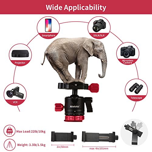 2023 New Camera Tripod, Aluminum Travel Tripod for Camera, DSLR Camema Tripod, Compact Professional Camera Tripod Monopod with 360 Panorama Ball Head, 1/4 QR Plate, Carry Bag