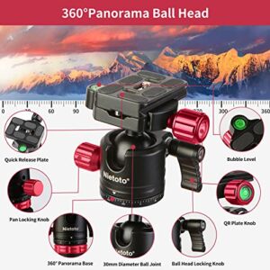 2023 New Camera Tripod, Aluminum Travel Tripod for Camera, DSLR Camema Tripod, Compact Professional Camera Tripod Monopod with 360 Panorama Ball Head, 1/4 QR Plate, Carry Bag