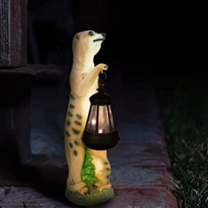 Dreamseden Outdoor Decorations for Garden Yard Lawn Patio, Funny Meerkat Statues with Solar Powered Lights