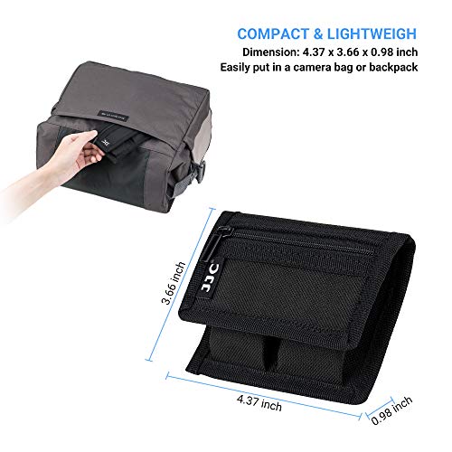 (3 Pockets) DSLR Battery and Memory Card Holder Pouch,Camera Battery and SD CF XQD Card Storage Case for AA Battery and LP-E6 LP-E10 LP-E12 LP-E17 EN-EL14 EN-EL15 NP-FW50 NP-F550 NP-FZ100 Battery