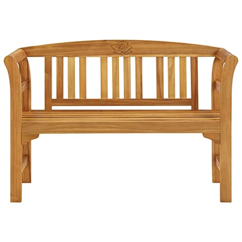 vidaXL Solid Wood Acacia Patio Bench Wooden Indoor Courtyard Lawn Seat Seating Sitting Chair Garden Terrace Bench with Backrest Furniture