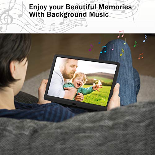 Atatat 10 inch Digital Picture Frame 1920x1080 Brightness Adjustable IPS Screen Digital Photo Frame with Timing Switch, Background Music Playing, 1080P Video Playback, Easy Plug and Play for All Ages