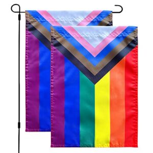 tsmd progress pride garden flag lgbtq inclusive rainbow flags double sided outdoor yard decorative,12″x 18″,2 pack