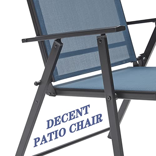 VICLLAX Patio Folding Chairs Set of 2, Outdoor Portable Dining Chairs for Lawn Garden Deck Backyard Porch, Dark Blue
