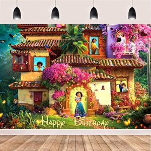 encanto birthday party supplies, happy birthday backdrop for encanto party decorations, 5×3 ft encanto backdrop for boys girls party decorations and bedroom decorations
