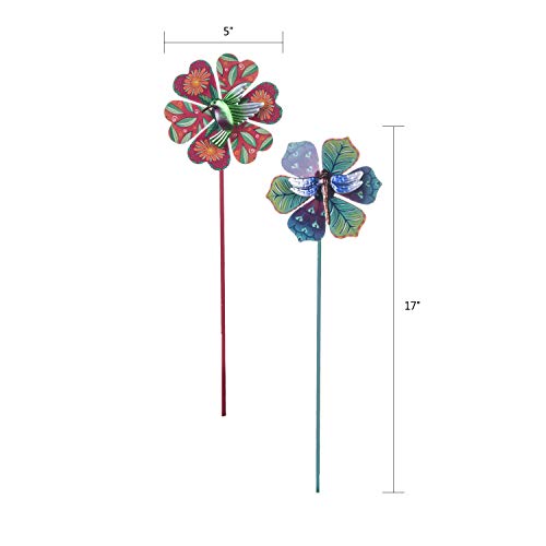 Floral Garden Stake Outdoor Garden Friends Spinning Plant Pick