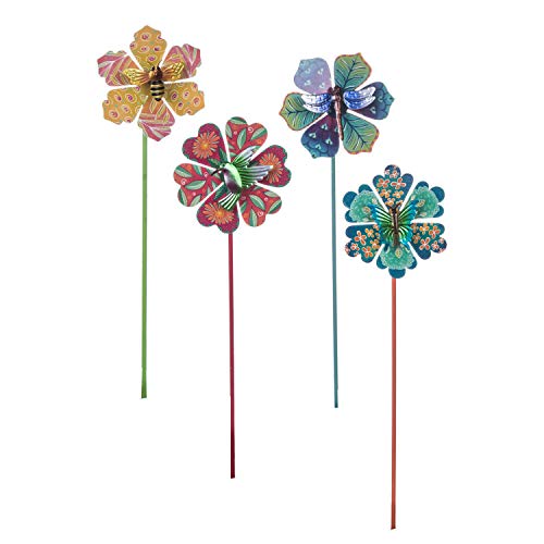 Floral Garden Stake Outdoor Garden Friends Spinning Plant Pick