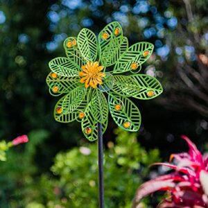 Stargarden Wind Spinner Outdoor,Metal Double Wind Sculpture Hollowed-Out Leaf Design for Yard and Garden 58 * 13.5 Inch