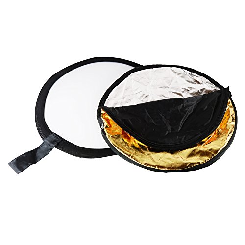 PhotoTrust 5 in1 Pocket Reflector-Super Portable Tiny Reflector 12"/30cm Collapsible Multi-Disc Photography Light Reflector Diffuser-Silver/Gold/Black/White/Translucent for Studio/Macro Photography