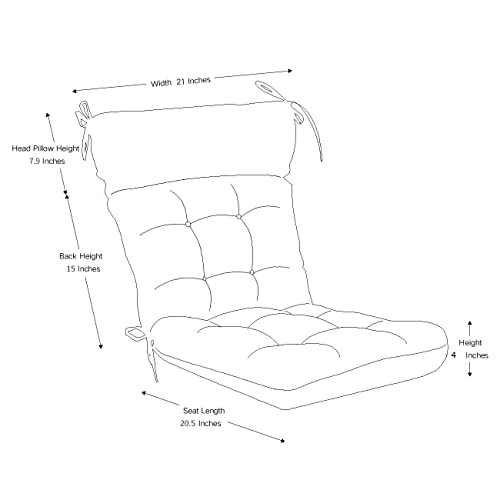 QILLOWAY Indoor/Outdoor High Back Chair Cushion,Spring/Summer Seasonal Replacement Cushions.(Coffee)