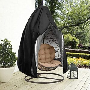 xinjiuz patio hanging egg chair cover waterproof swing chair covers with zipper outdoor furniture protector garden chair cover 75″ h x 45″ d (black)