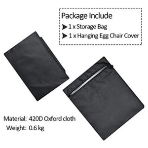 Xinjiuz Patio Hanging Egg Chair Cover Waterproof Swing Chair Covers with Zipper Outdoor Furniture Protector Garden Chair Cover 75" H x 45" D (Black)