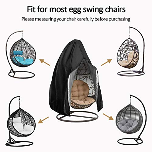 Xinjiuz Patio Hanging Egg Chair Cover Waterproof Swing Chair Covers with Zipper Outdoor Furniture Protector Garden Chair Cover 75" H x 45" D (Black)