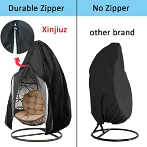 Xinjiuz Patio Hanging Egg Chair Cover Waterproof Swing Chair Covers with Zipper Outdoor Furniture Protector Garden Chair Cover 75" H x 45" D (Black)