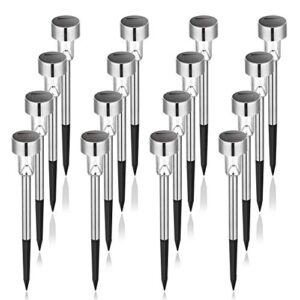 GIGALUMI 16 Pack Solar Path Lights Outdoor,Solar Lights Outdoor Waterproof,Stainless Steel LED Landscape Lighting,Solar Garden Lights for Driveway,Pathway,Patio,Yard