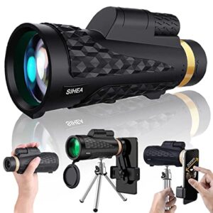 birthday gifts for men dad him husband boyfriend, 12x60 high powered monoculars for adults, monocular telescope for smartphone with holder & tripod, fmc bak4 prism, gadgets for outdoors birdwatching