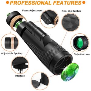 Birthday Gifts for Men Dad Him Husband Boyfriend, 12X60 High Powered Monoculars for Adults, Monocular Telescope for Smartphone with Holder & Tripod, FMC BAK4 Prism, Gadgets for Outdoors Birdwatching