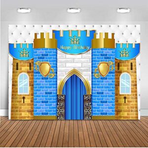 Mocsicka Royal Prince Birthday Backdrop Medieval Castle Happy Birthday Party Decorations Banner 7x5ft Boy's Birthday Photography Background
