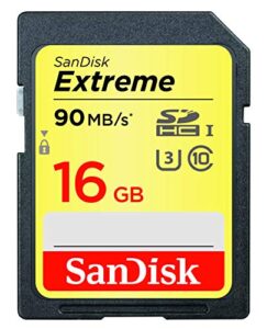 sandisk 16gb extreme sdhc uhs-i memory card – 90mb/s, c10, u3, v30, 4k uhd, sd card – sdsdxne-016g-gncin
