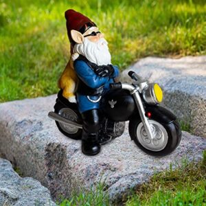 JHWKJS Garden Gnome with Lovely Dog Riding Motorcycle, Funny Outdoor Gnome Decoration Indoor Outdoor Lawn Figurines for Home Yard Décor