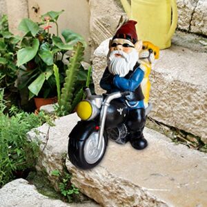 JHWKJS Garden Gnome with Lovely Dog Riding Motorcycle, Funny Outdoor Gnome Decoration Indoor Outdoor Lawn Figurines for Home Yard Décor