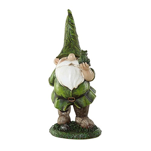 Topadorn Resin Gnome Statue Outdoor Garden Decorative Gnome Statuary,Gnome with Frog Statue