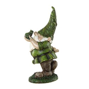 Topadorn Resin Gnome Statue Outdoor Garden Decorative Gnome Statuary,Gnome with Frog Statue