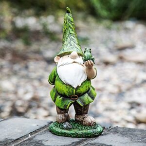 Topadorn Resin Gnome Statue Outdoor Garden Decorative Gnome Statuary,Gnome with Frog Statue