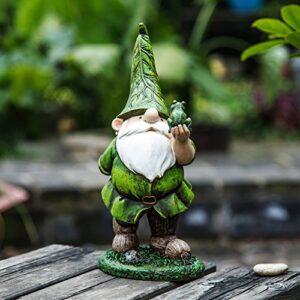 Topadorn Resin Gnome Statue Outdoor Garden Decorative Gnome Statuary,Gnome with Frog Statue