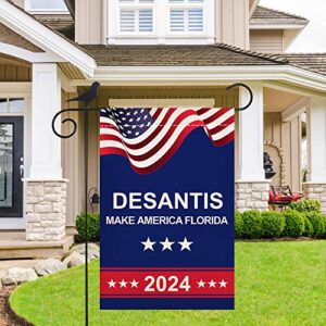 Shmbada Ron DeSantis 2024 Make America Florida Garden Flag, Double Sided Burlap Vertical Outdoor Decorative Flag for Yard Lawn Patio Farmhouse 12. x 18 Inch