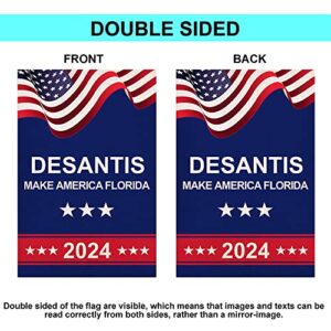 Shmbada Ron DeSantis 2024 Make America Florida Garden Flag, Double Sided Burlap Vertical Outdoor Decorative Flag for Yard Lawn Patio Farmhouse 12. x 18 Inch