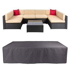 Patio Furniture Outdoor Sofa Cover Waterproof Sectional Protective Cover Garden Winter Dust Proof Table Couch Covers with Windproof Straps 124''L x 63''W x 29''H