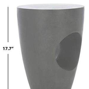 Safavieh Outdoor Collection Aishi Modern Concrete Dark Grey Round 17.7-inch Accent Table