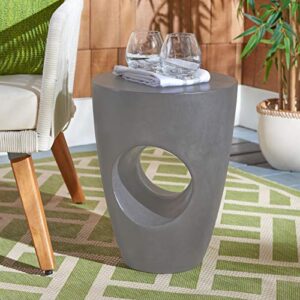 Safavieh Outdoor Collection Aishi Modern Concrete Dark Grey Round 17.7-inch Accent Table