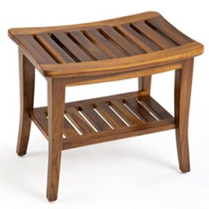 Ala Teak Indoor Outdoor Patio Garden Yard Bath Shower Spa Waterproof Stool Bench Fully Assembled