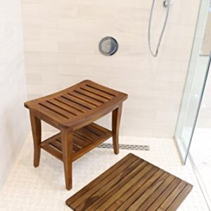 Ala Teak Indoor Outdoor Patio Garden Yard Bath Shower Spa Waterproof Stool Bench Fully Assembled