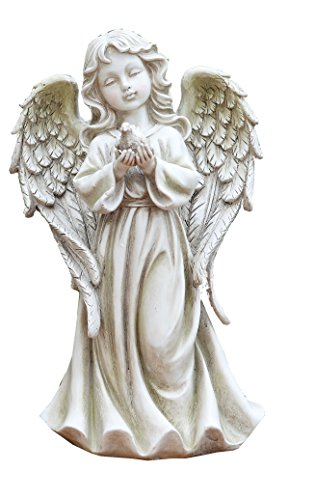 Napco 17909 Angel Girl with Dove Garden Statue, 12.25"