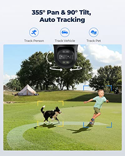 REOLINK 4K PTZ Security Camera System, IP PoE 360 Camera with Dual-Lens, Auto 6X Hybrid Zoomed Tracking, 355 Pan & 90 Tilt, Outdoor Surveillance, 2022 New Released, AI Detection, Trackmix PoE